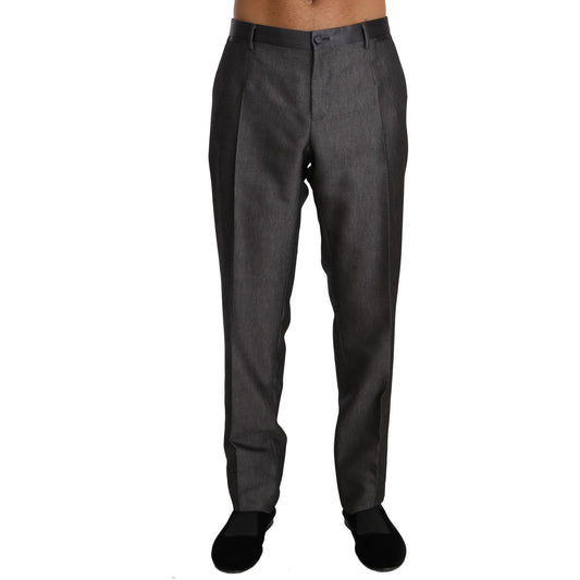 Dolce & Gabbana Elegant Patterned Gray Wool Blend Trousers Dolce & Gabbana Dark Slate Gray