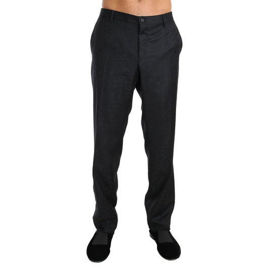 Dolce & Gabbana Elegant Gray Patterned Formal Pants Dolce & Gabbana Black