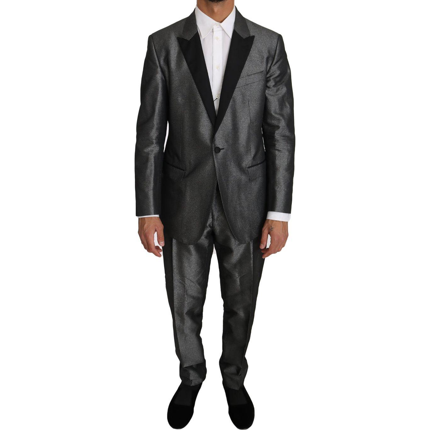 Dolce & Gabbana Gray Patterned MARTINI 2 Piece Suit