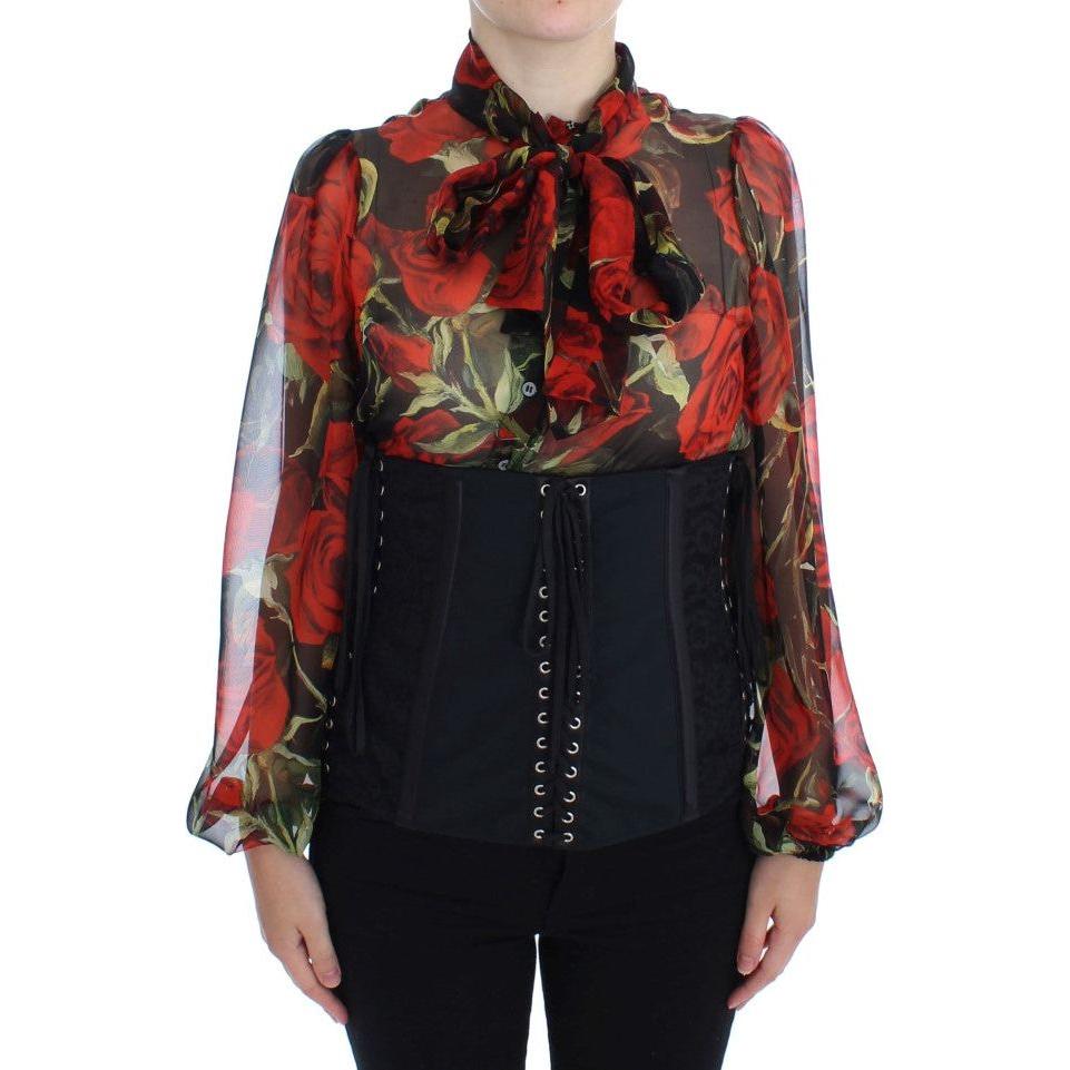 Dolce & Gabbana Black Stretch Corset Waist Strap Belt