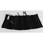 Dolce & Gabbana Elegant Black Floral Brocade Corset Belt Dolce & Gabbana Light Gray