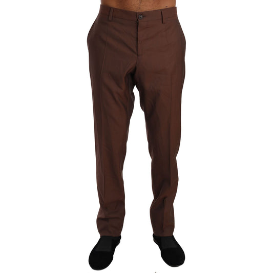 Dolce & Gabbana Elegant Brown Wool-Silk Formal Pants Dolce & Gabbana Dark Slate Gray