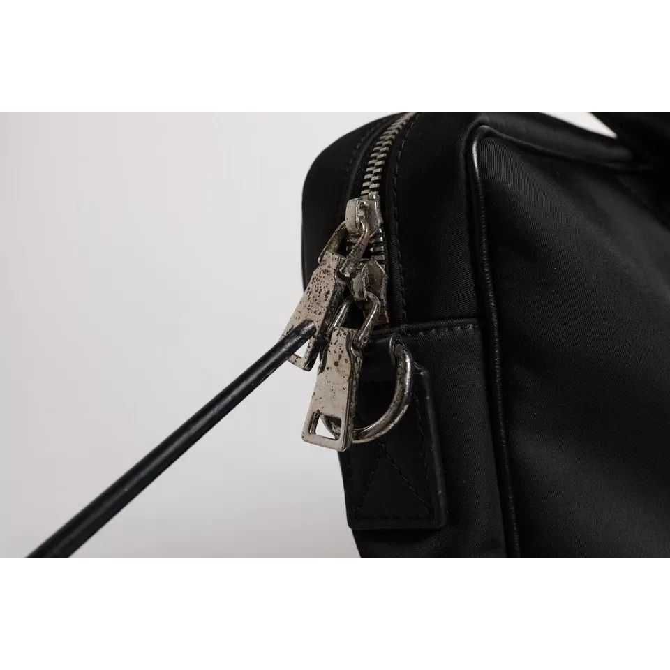 Dolce & Gabbana Black Logo Plaque Double Handle Messenger Bag