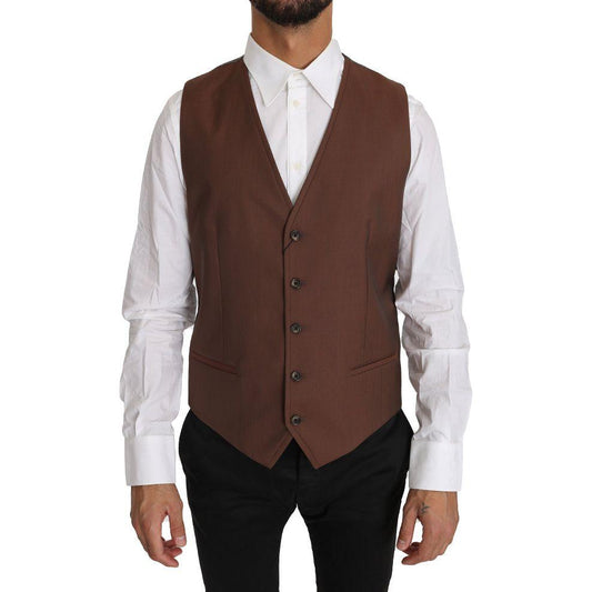 Dolce & Gabbana Sleek Bronze & Gray Formal Vest Slim Fit Dolce & Gabbana Dark Slate Gray