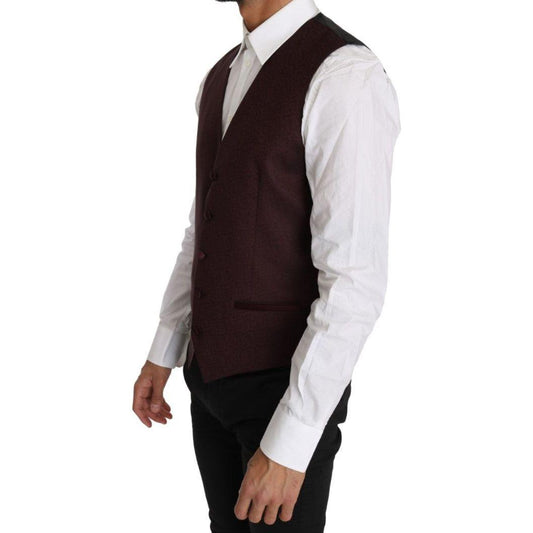 Dolce & Gabbana Elegant Purple Patterned Men's Formal Vest Dolce & Gabbana Light Gray