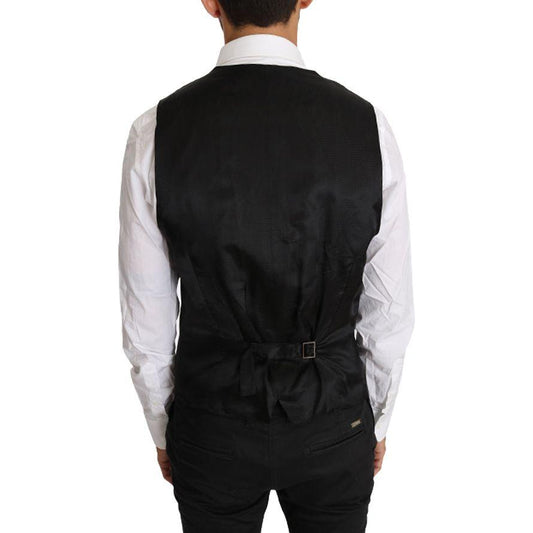 Dolce & Gabbana Elegant Slim Fit Gray Wool Vest Dolce & Gabbana Light Gray