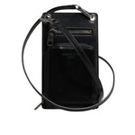 Dolce & Gabbana Black Horse Leather Zip Logo Shoulder Neck Strap Wallet