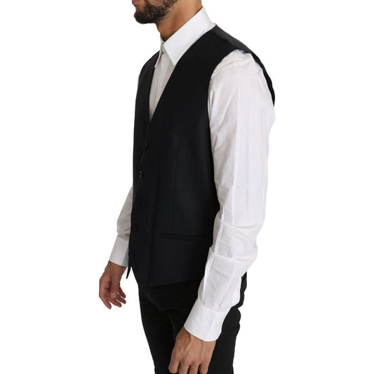 Dolce & Gabbana Elegant Gray Slim-Fit Wool-Silk Vest Dolce & Gabbana Light Gray