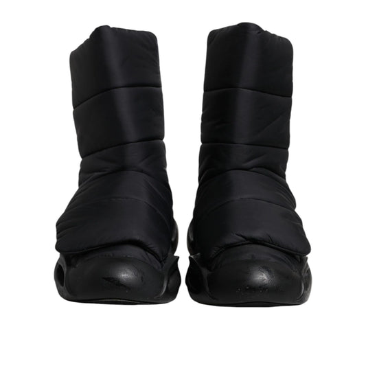 Dolce & Gabbana Black Slip On Wave Quilted Sneakers Shoes