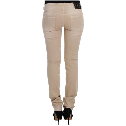 Cavalli Beige Wash Slim Fit Cotton Stretch Jeans Jeans & Pants