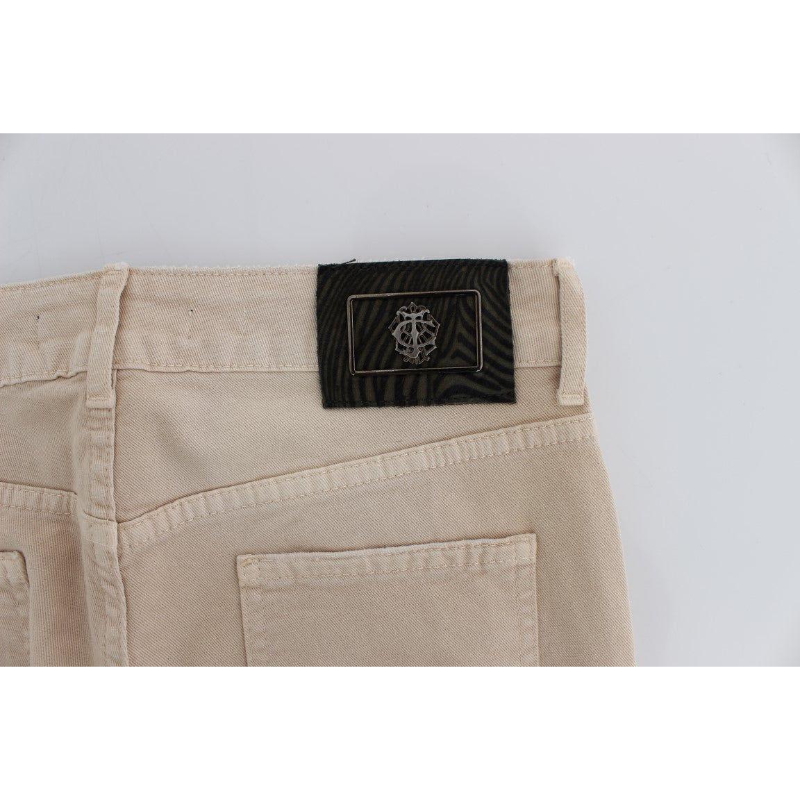 Cavalli Beige Wash Slim Fit Cotton Stretch Jeans Jeans & Pants
