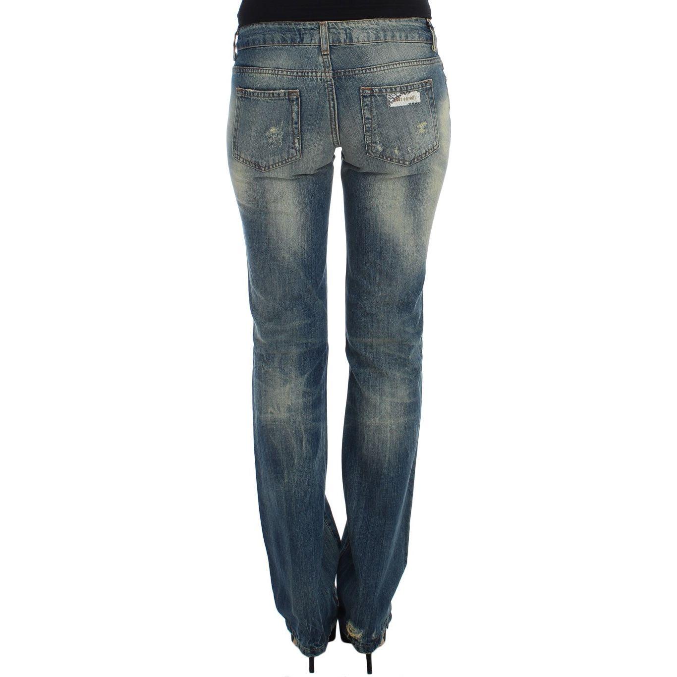Cavalli Blue Cotton Low Waist Jeans Jeans & Pants