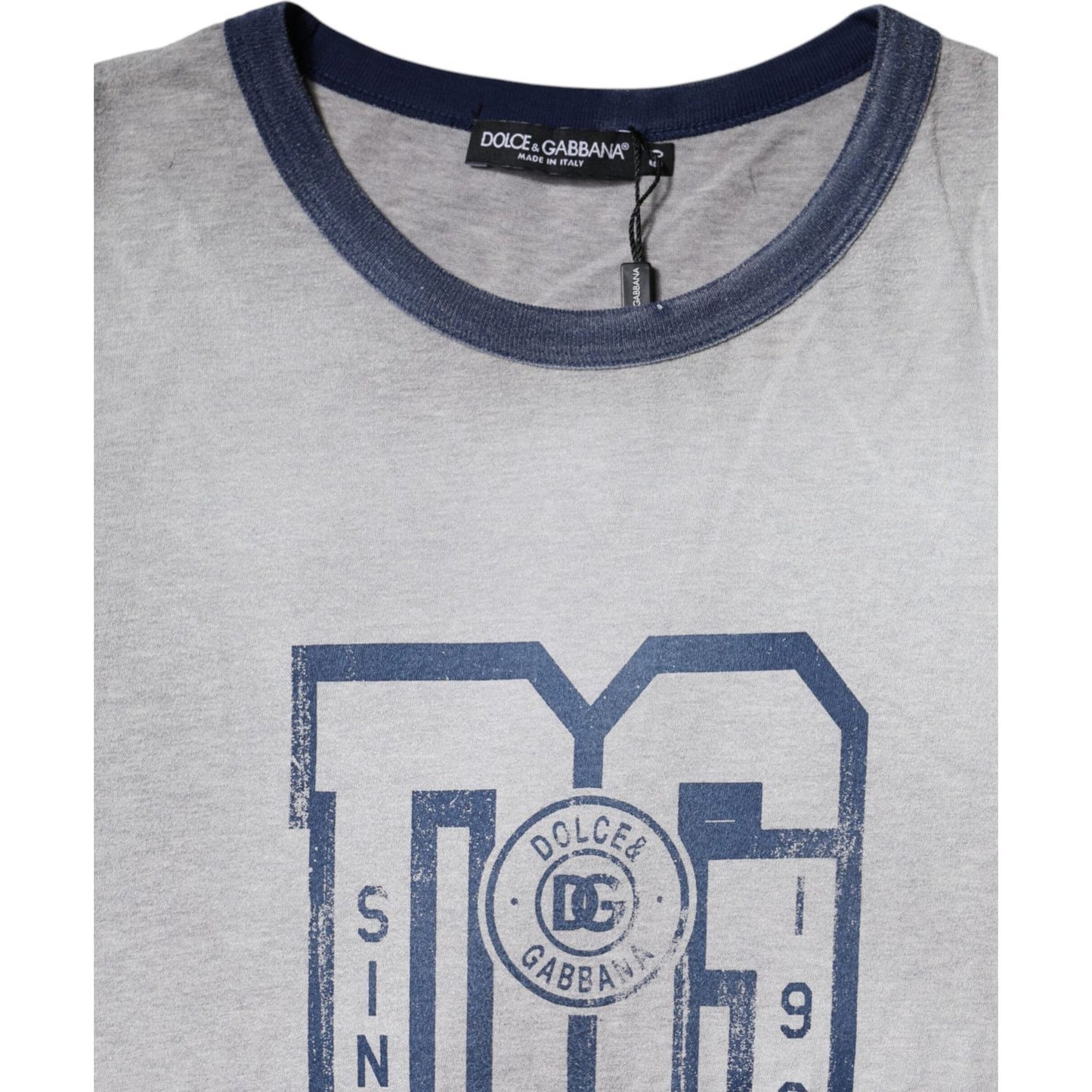 Dolce & Gabbana Gray Logo Print Cotton Crew Neck T-shirt TSH87460-50