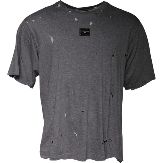 Dolce & Gabbana Gray Logo Crew Neck Short Sleeves T-shirt TSH87463-54