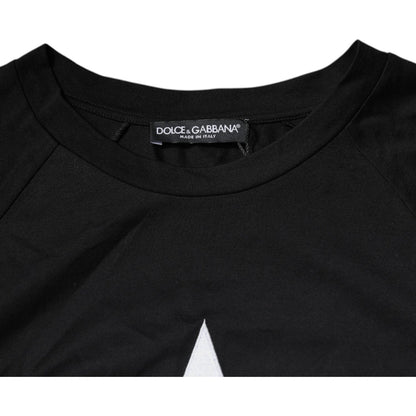 Dolce & Gabbana Black Logo Print Cotton Crew Neck T-shirt