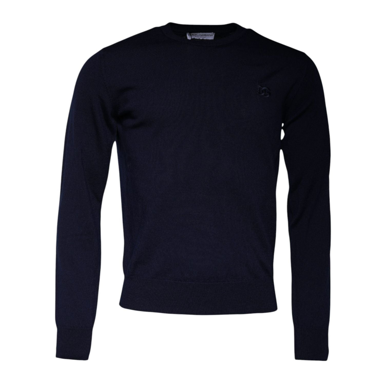 Dolce & Gabbana Blue DG Logo Wool Crew Neck Pullover Sweater