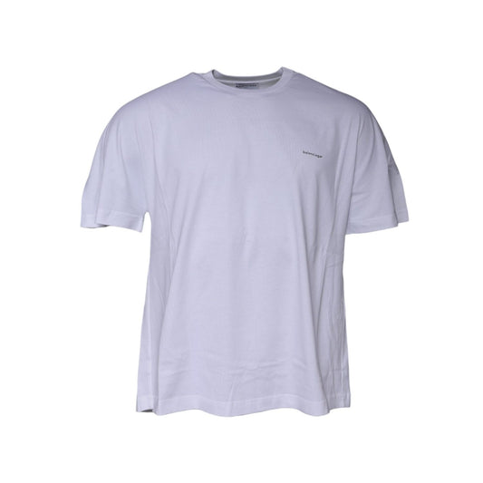 Balenciaga White Logo Cotton Jersey Crew Neck Short Sleeves T-shirt