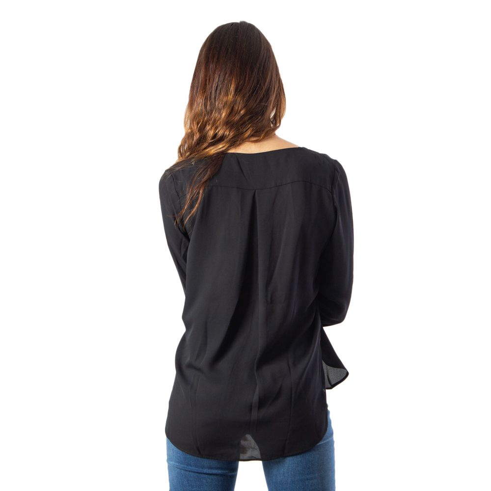 Back view of Vila Clothes Black Polyester Blouse showcasing its elegant fit and minimalist design.