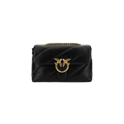 PINKO Black Calf Leather Bos Taurus Shoulder Bag 1728,72470364320,Bags,Black,New with tags,PINKO,Shoulder Bags - Bags,Shoulder Bags - Women - Bags,Women,Women - Bags