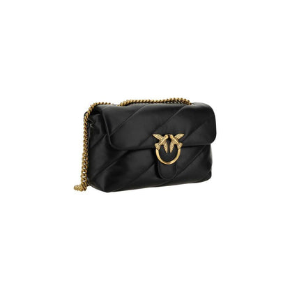 PINKO Black Calf Leather Bos Taurus Shoulder Bag 1728,72470364320,Bags,Black,New with tags,PINKO,Shoulder Bags - Bags,Shoulder Bags - Women - Bags,Women,Women - Bags