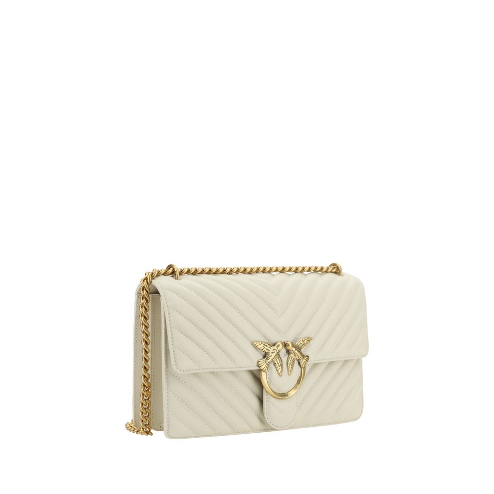 PINKO White Calf Leather Bos Taurus Shoulder Bag