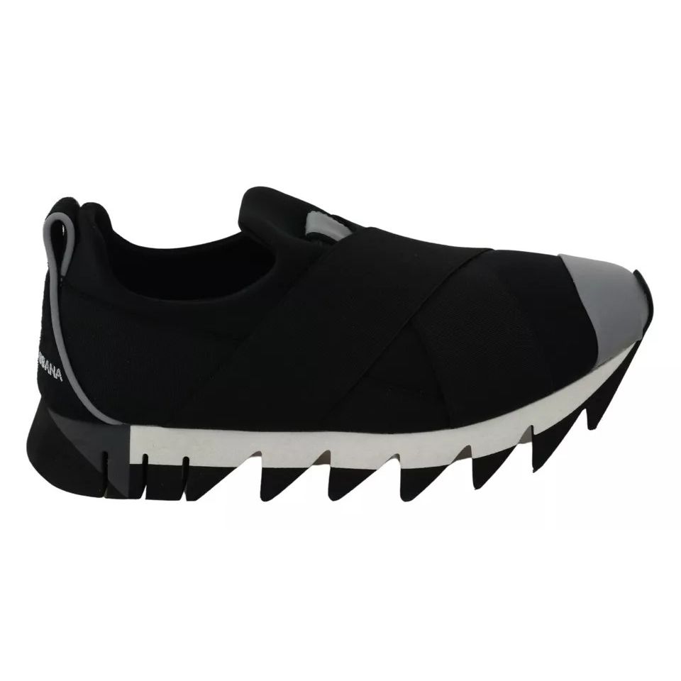 Dolce & Gabbana Black Shark Neoprene Stretch Sneakers Shoes