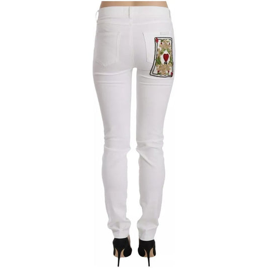 Dolce & Gabbana White Crystal Embellished Skinny Jeans PAN61200-36