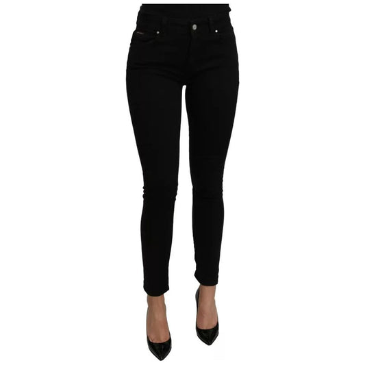 Dolce & Gabbana Black Mid Waist Slim Denim Cotton Stretch Jeans