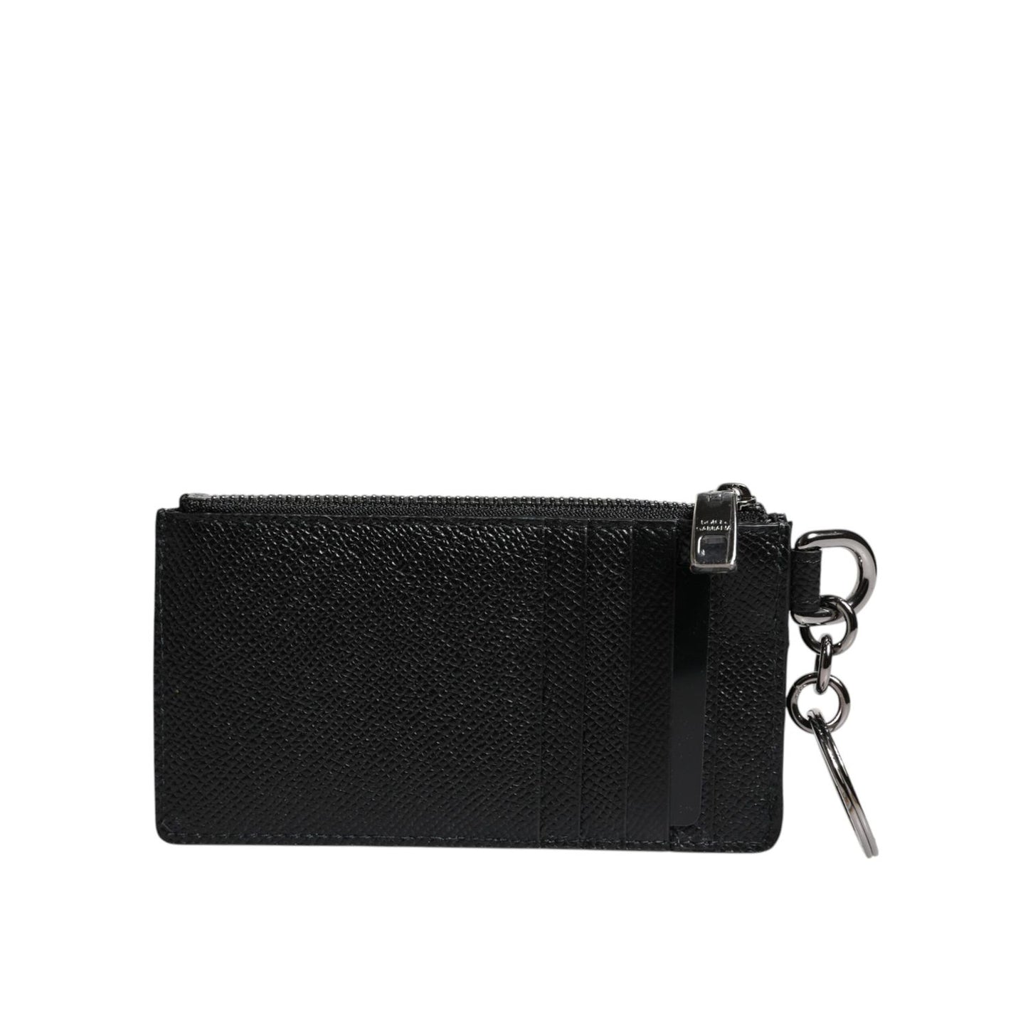 Dolce & Gabbana Black Calfskin Leather DG Logo Card Holder Wallet