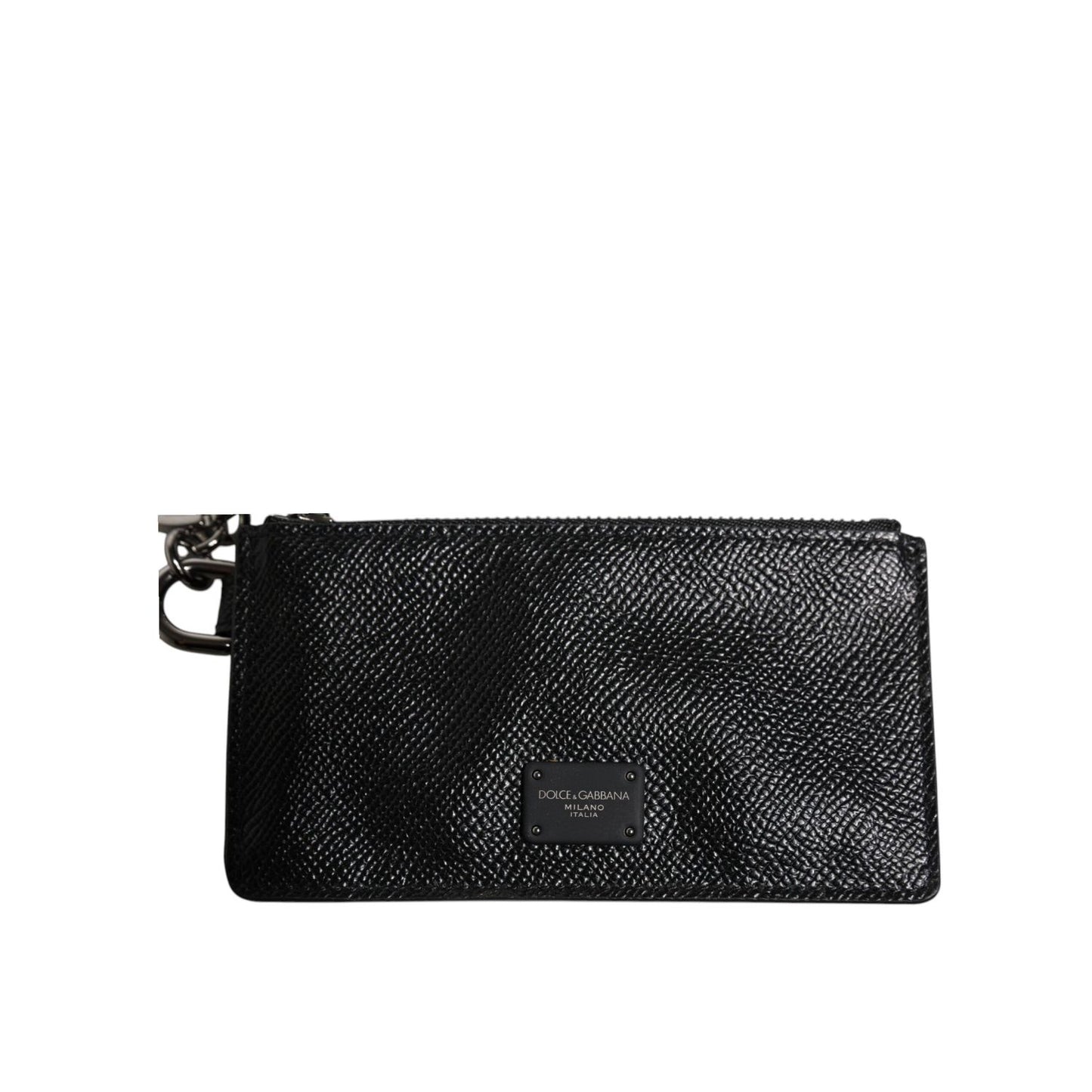 Dolce & Gabbana Black Calfskin Leather DG Logo Card Holder Wallet