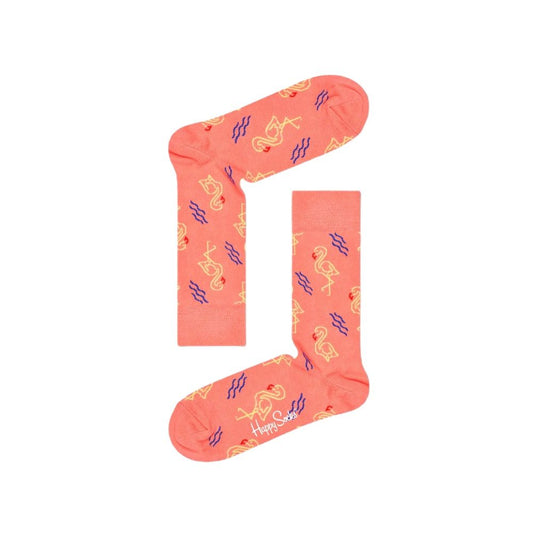 Happy Socks Orange Cotton Socks with flamingo pattern for stylish comfort.