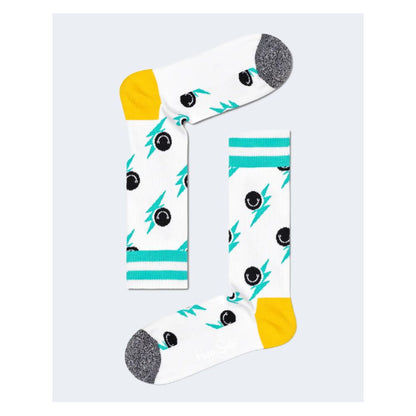 Happy Socks White Cotton Socks with smiley graphics and colorful details