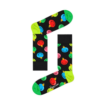 Happy Socks Red Cotton Socks with festive colorful patterns and green accents, perfect for adding cheer to any wardrobe.