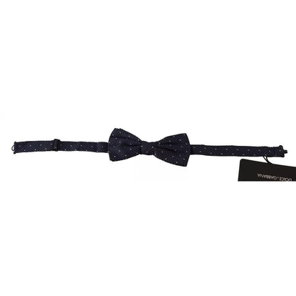 Dolce & Gabbana Blue Patterned Silk Adjustable Neck Bow Tie Men