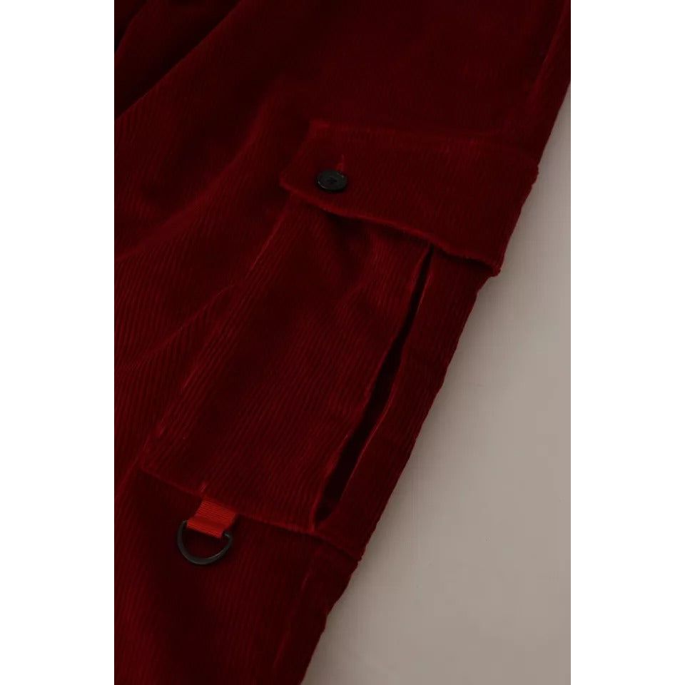 Dolce & Gabbana Red Corduroy Cotton Cargo Skinny Pants PAN72732 -48