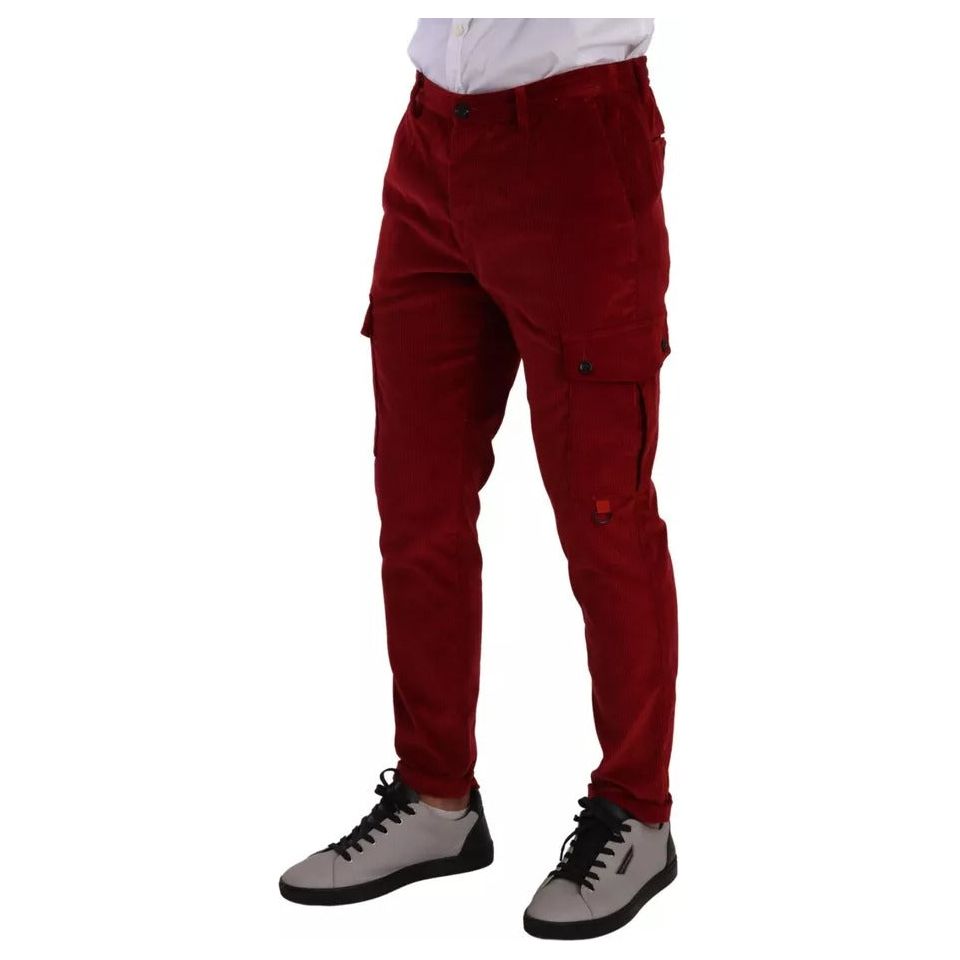 Dolce & Gabbana Red Corduroy Cotton Cargo Skinny Pants PAN72732 -48