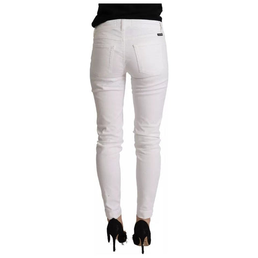 Dolce & Gabbana White Cotton Denim Pretty Slim Fit Jeans PAN73040-38