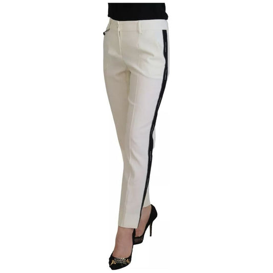 Dolce & Gabbana White High Waist Tapered Wool Pants PAN74205-38