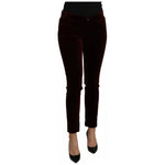 Dolce & Gabbana Bordeaux Velvet Stretch Slim Fit Pants PAN71091-40