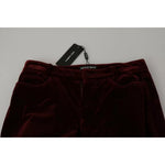 Dolce & Gabbana Bordeaux Velvet Stretch Slim Fit Pants PAN71091-40