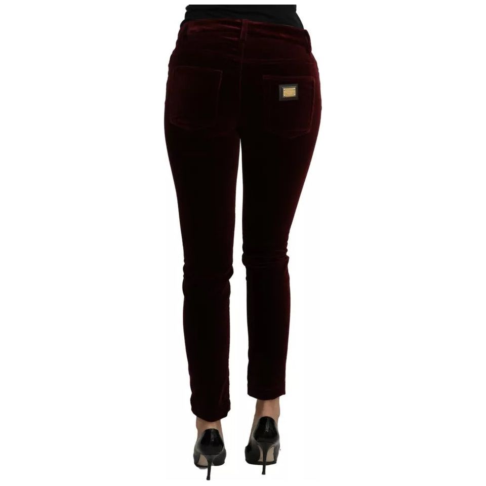 Dolce & Gabbana Bordeaux Velvet Stretch Slim Fit Pants PAN71091-40