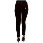 Dolce & Gabbana Bordeaux Velvet Stretch Slim Fit Pants PAN71091-40