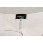 Dolce & Gabbana White Jacquard Cotton Blend Mid Waist Pants PAN73073-42