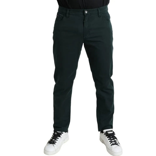Dolce & Gabbana Green Cotton Stretch Skinny Men Denim Jeans PAN75055-54