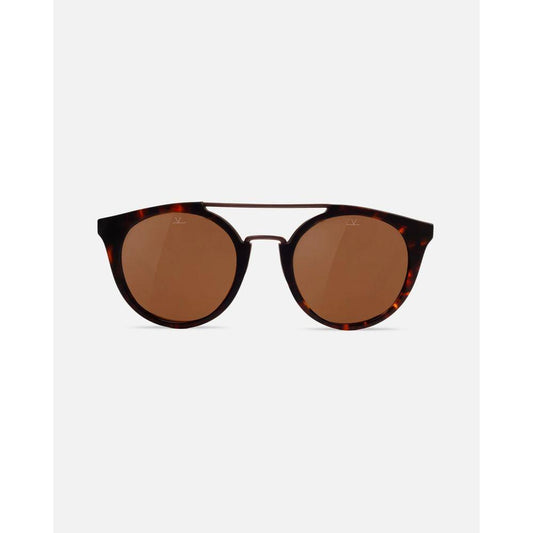 Vuarnet unisex brown acetate sunglasses with 56/20/143 mm dimensions, Alpine Vision Cable Car design, front view.