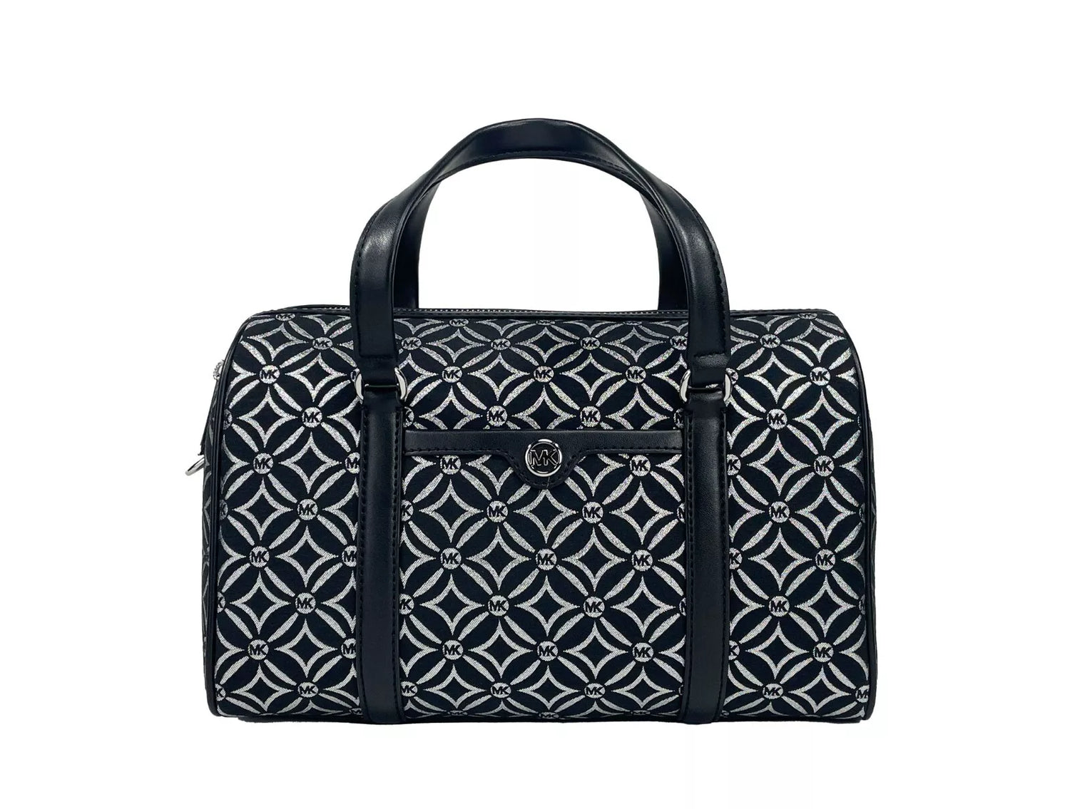Front view with bag zipped and handles upright.