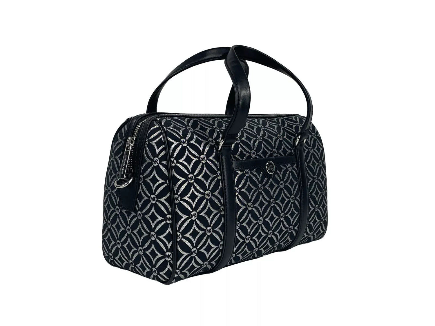 Front view with bag zipped and handles upright.