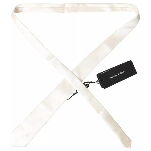 Dolce & Gabbana Off White Satin Silk Classic Men Necktie