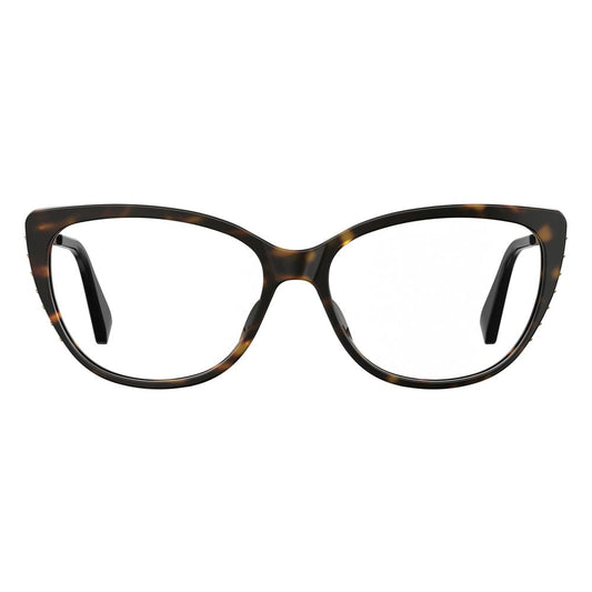 Front view of Moschino Bicolor Acetate Frames with tortoiseshell pattern, model MOS571-086, featuring dimensions 54/15/140 mm.