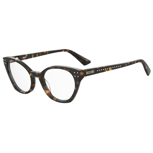Moschino Bicolor Acetate Frames with tortoiseshell design and Moschino logo on temples, size 51/19/140 mm.